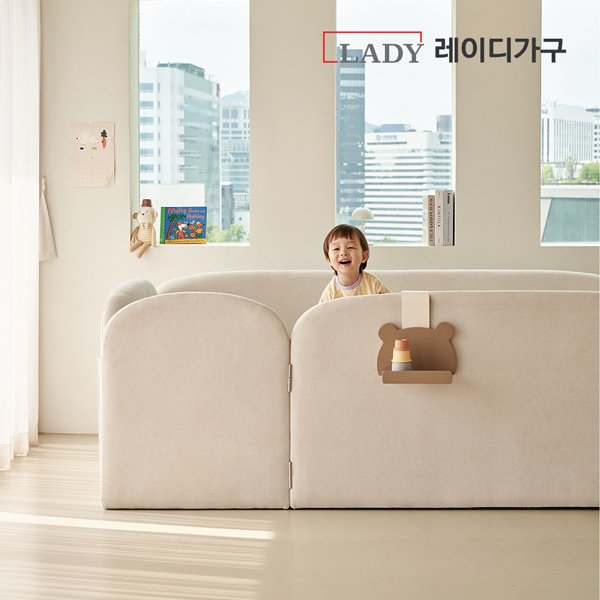 레이디가구 푸딩 기능성 패브릭 도어형 데이베드 SS, 바닐라베이지 상세 이미지 2