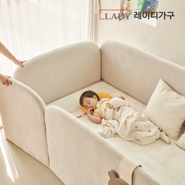 레이디가구 푸딩 기능성 패브릭 도어형 데이베드 SS, 바닐라베이지 상세 이미지 1