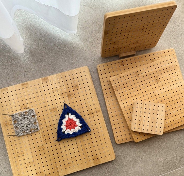 니트위트 블로킹 모티브 크로셰보드 19.2 x 19.2 x 1.5 cm, 우드, 1개 상세 이미지 2