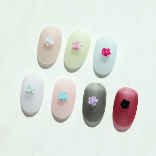 3mm 마카롱 장미 네일 파츠 (10개입) 젤네일아트 초미니 로즈 웨딩, 블랙, 1개, 블랙 (10개입) 상세 이미지 2