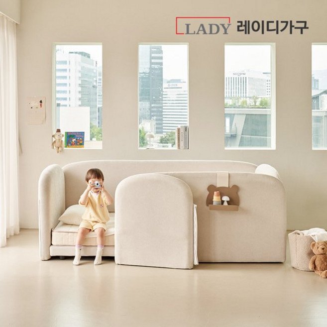 레이디가구 푸딩 기능성 패브릭 도어형 데이베드 SS, 바닐라베이지