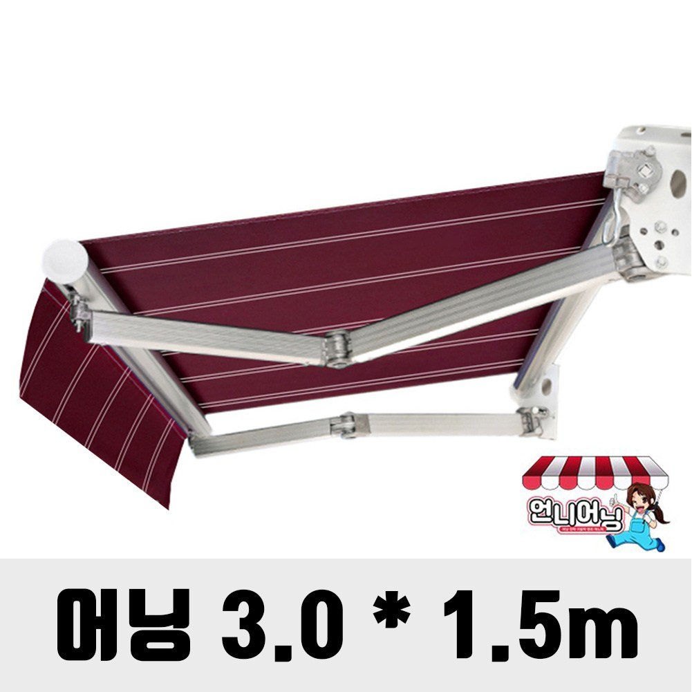 언니어닝 어닝 자가설치용 방수 천막 가게 옥상 햇빛가리개 접이식 캐노피 차량용 수동 고정 자동 DIY, 랜덤발송, 3m x 1.5m 상세 이미지 1