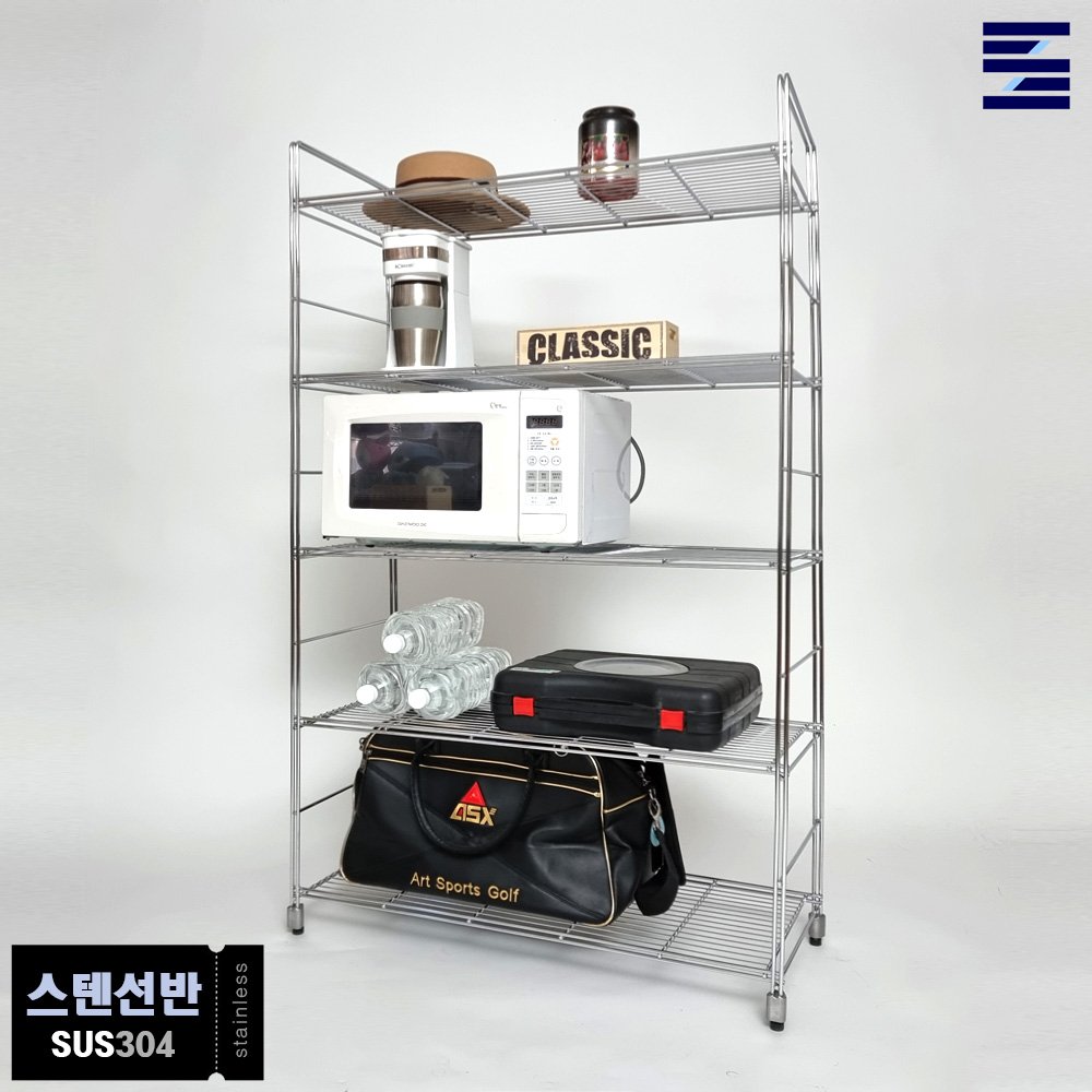 시그널블루 국산 레귤러 랙 18종 메탈 크롬 9종 녹슬지않는 스텐 선반 9종 스탠드선반, 메탈크롬 4단 650x350x105 상세 이미지 2