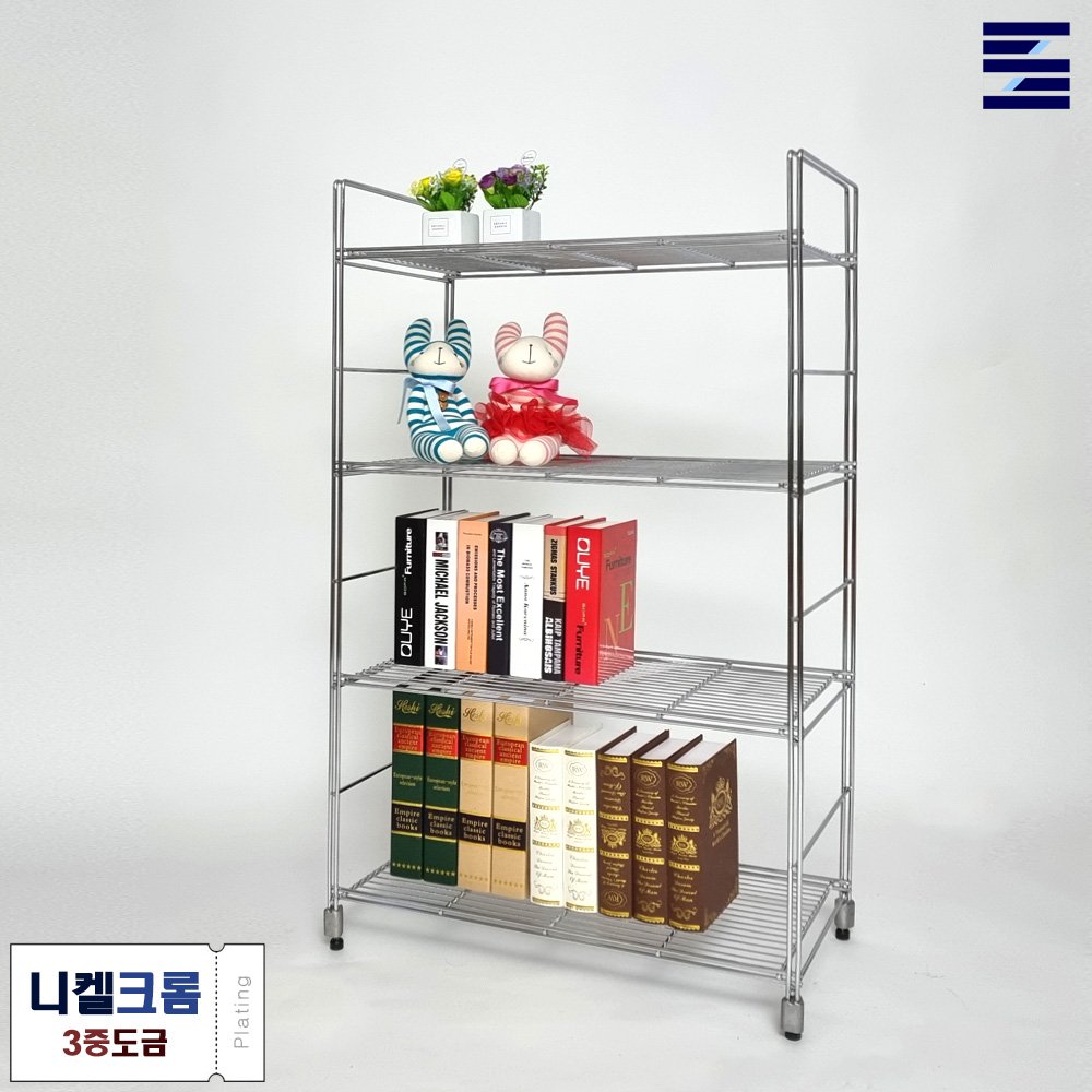 시그널블루 국산 레귤러 랙 18종 메탈 크롬 9종 녹슬지않는 스텐 선반 9종 스탠드선반, 메탈크롬 4단 650x350x105 상세 이미지 1