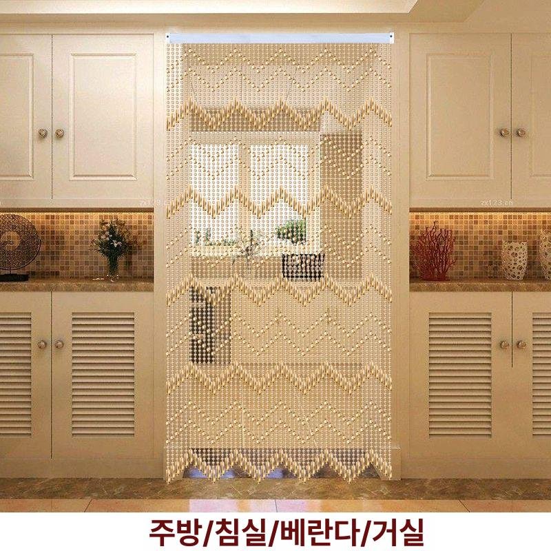 구슬 문발 현관 천사 거실 비즈커튼 중국 집발 커텐 주방 가림막, A. 골드 스트라이프 샴페인 상세 이미지 1