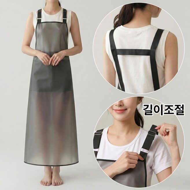 인디아드 길이조절 H형 우레탄 주방 방수 앞치마, 1개, 블랙할인