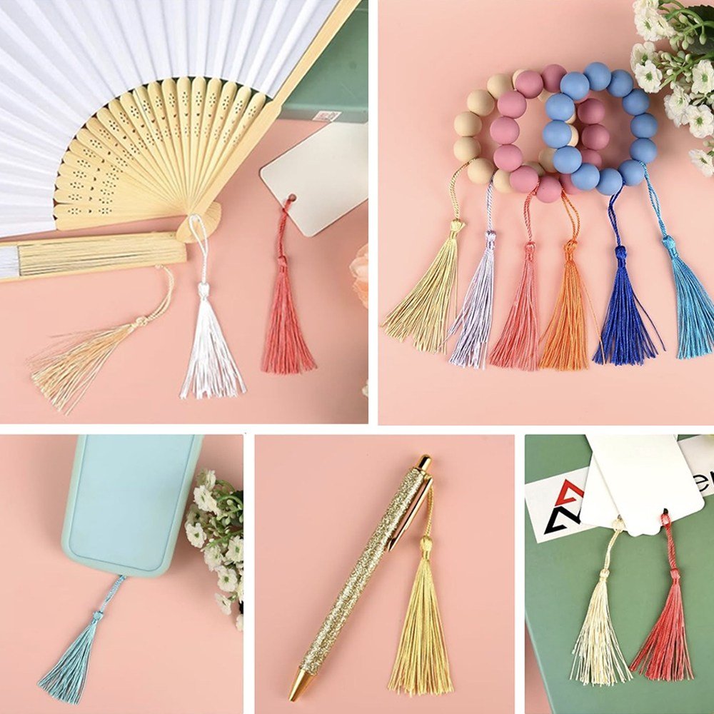 전통 태슬 노리개 장식 태슬 공예 DIY 재료 키링 가방 책갈피 장식 태슬, 100개, 베이직혼합 상세 이미지 2